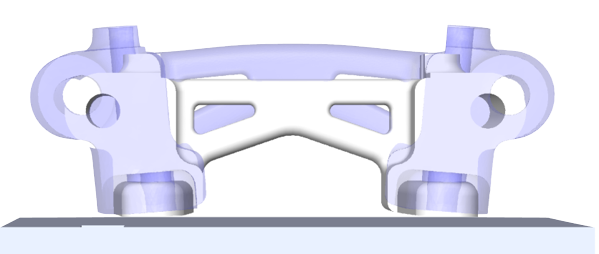 Example of a bracket that was printed with a negative offset but sintered to straight